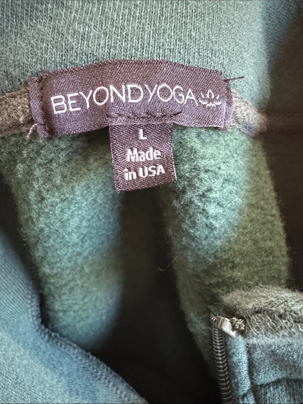 Beyond Yoga Men's Half-Zip Fleece Pullover in Dark Green #573
